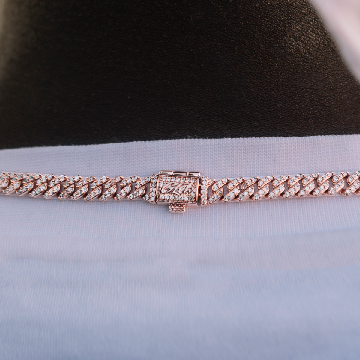 Micro Diamond Prong Cuban Chain + Bracelet in Rose Gold- 6mm