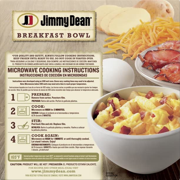 Jimmy Dean Breakfast Bowl Eggs, Potatoes, Bacon and Cheddar Cheese, 7 oz  -- 8 Pack