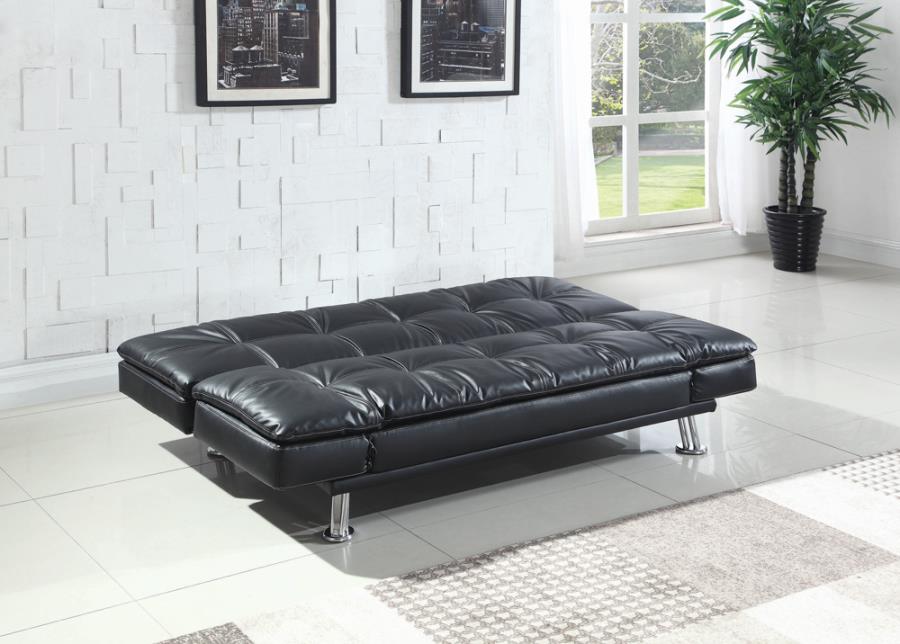 Dilleston Tufted Back Upholstered Sofa Bed Black- 300281