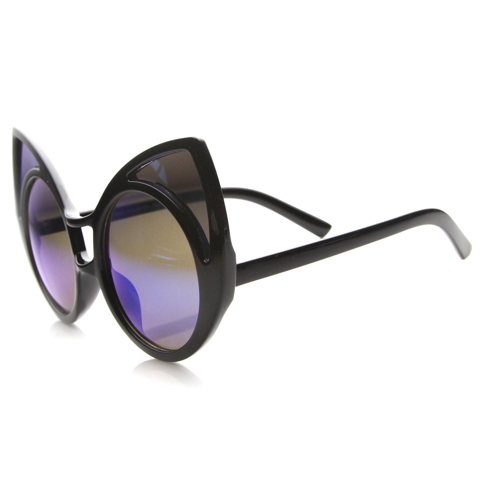 Womens Cat Eye Sunglasses With UV400 Protected Mirrored Lens