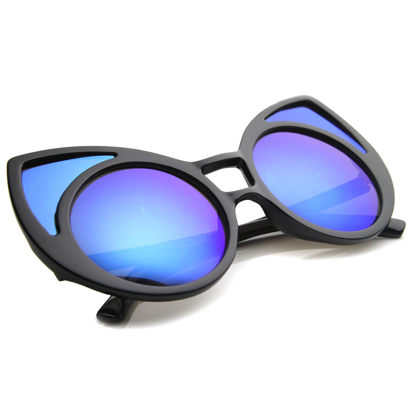 Womens Cat Eye Sunglasses With UV400 Protected Mirrored Lens