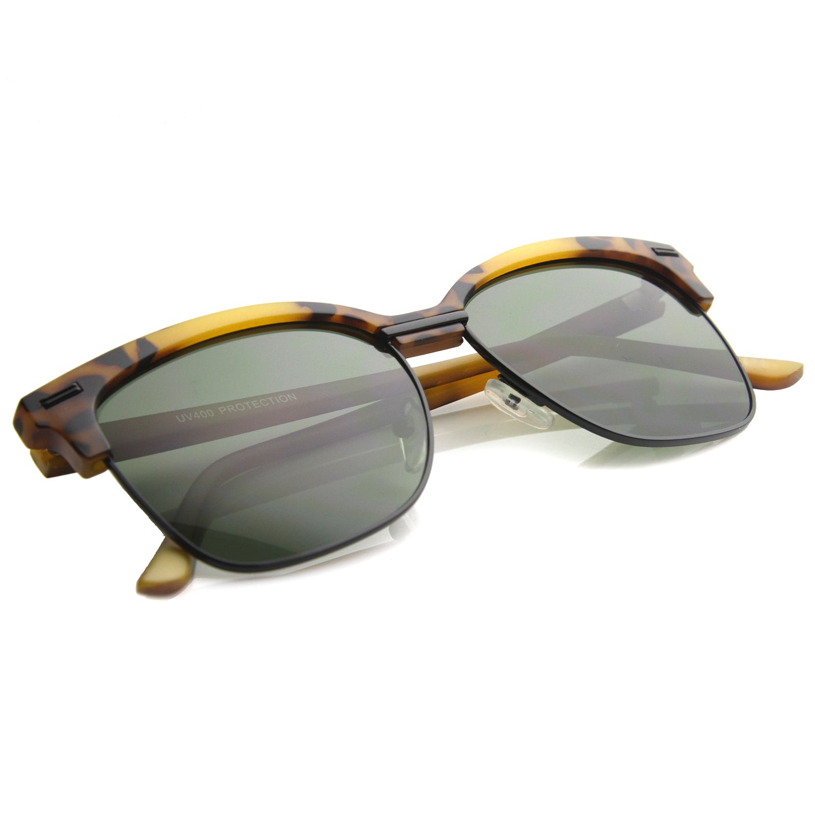 Mens Semi-Rimless Sunglasses With UV400 Protected Composite Lens