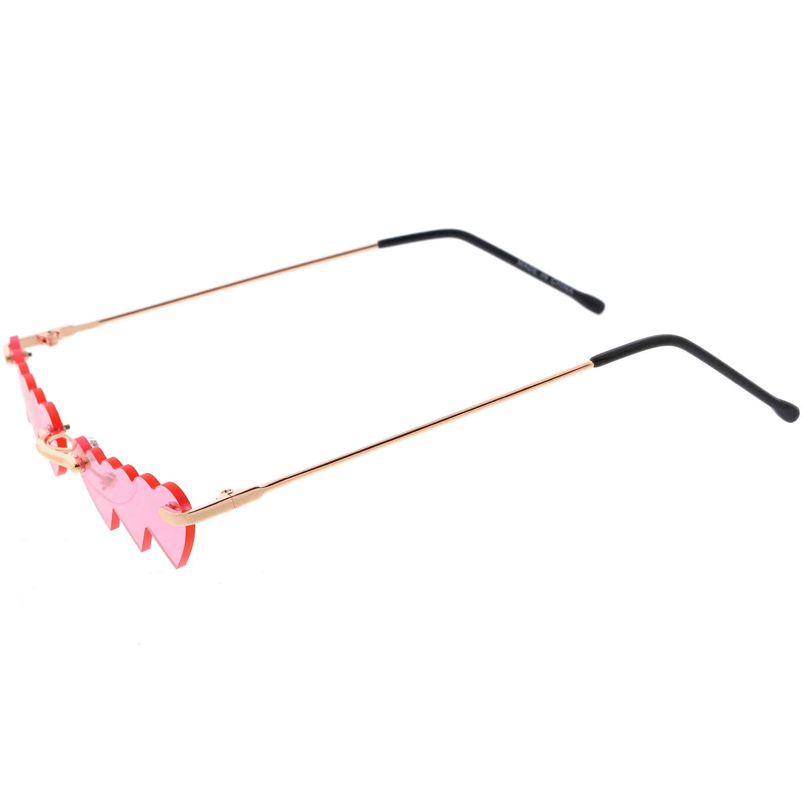 Micro Rimless Three Hearts Color Tinted Lens Heart Sunglasses 62mm