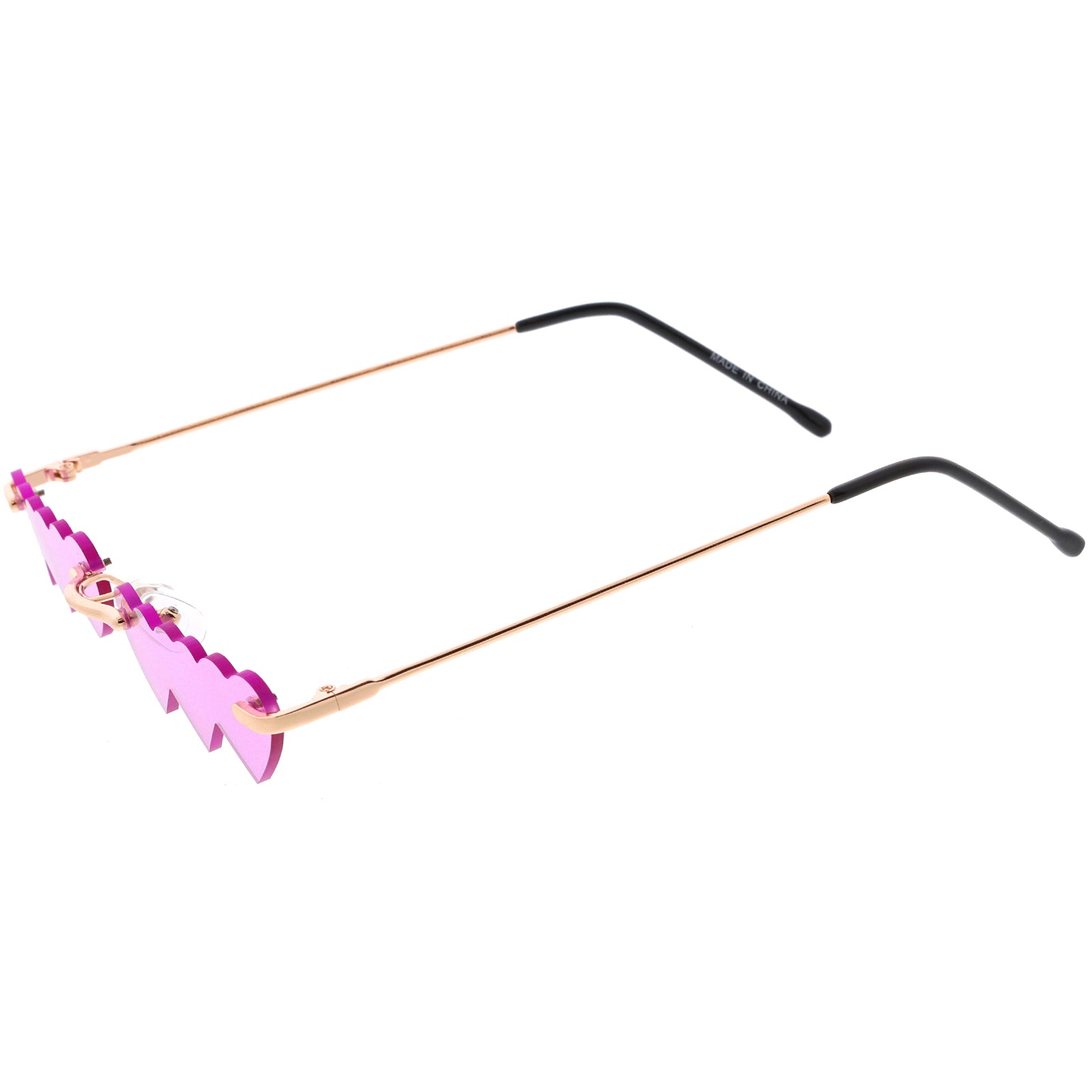 Micro Rimless Three Hearts Color Tinted Lens Heart Sunglasses 62mm