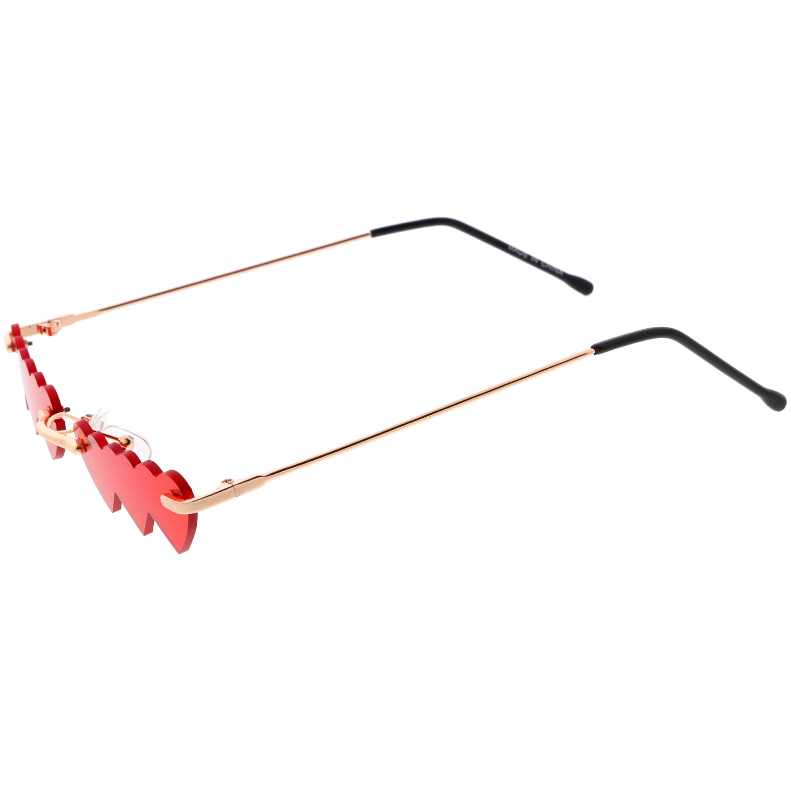 Micro Rimless Three Hearts Color Tinted Lens Heart Sunglasses 62mm