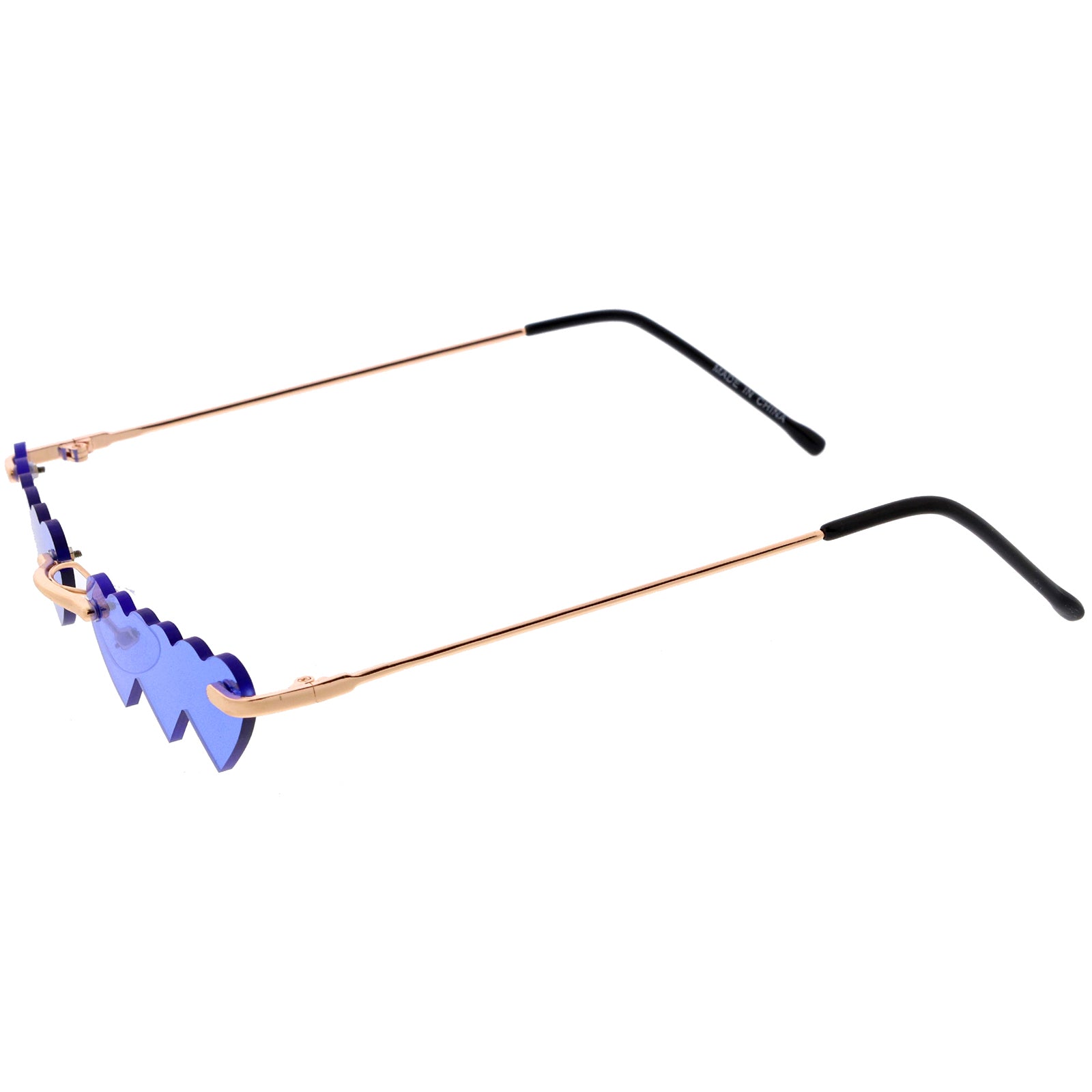 Micro Rimless Three Hearts Color Tinted Lens Heart Sunglasses 62mm