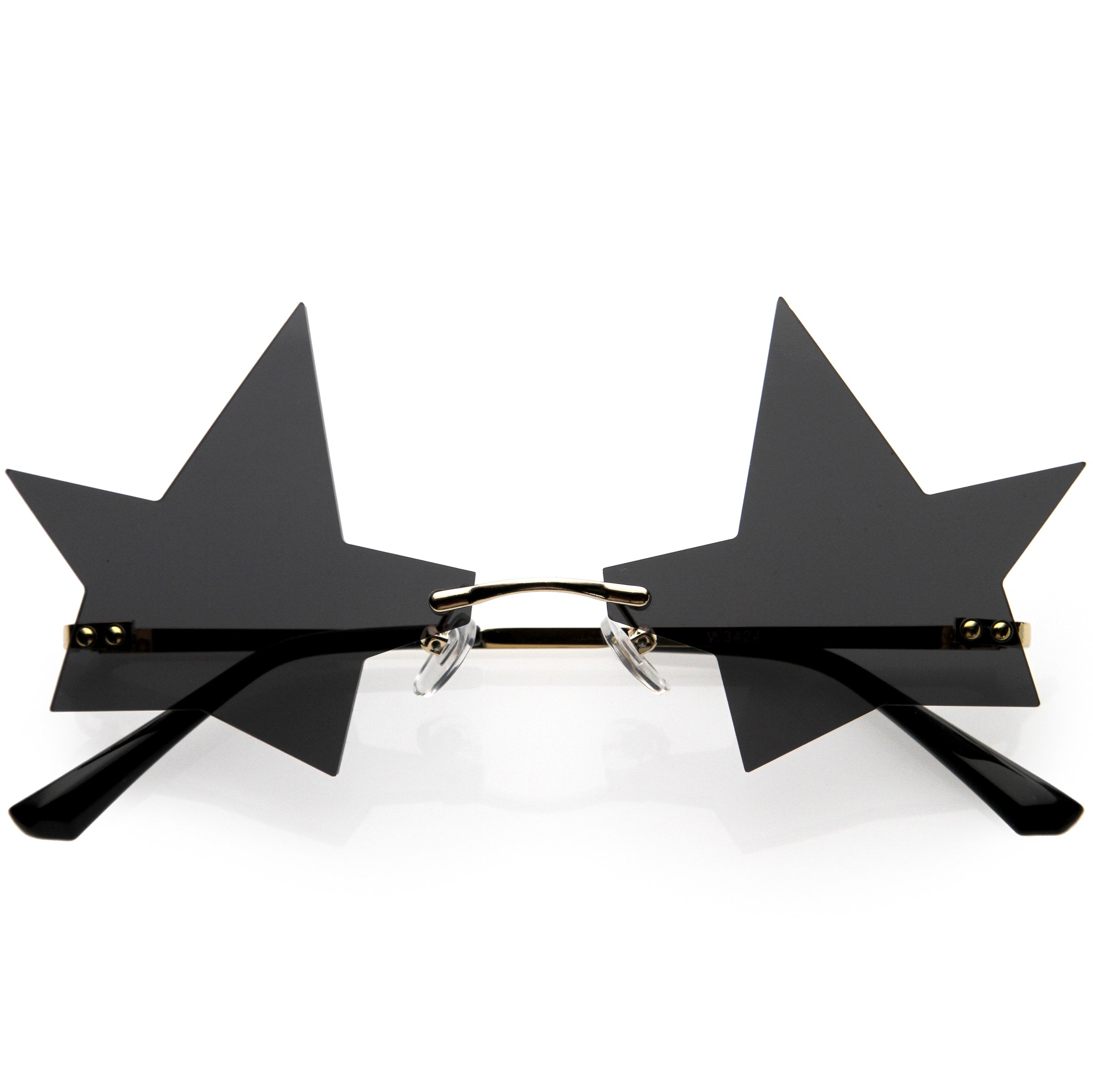 Chic Tinted Star Design Rimless Metal Frame Stars Sunglasses 56mm