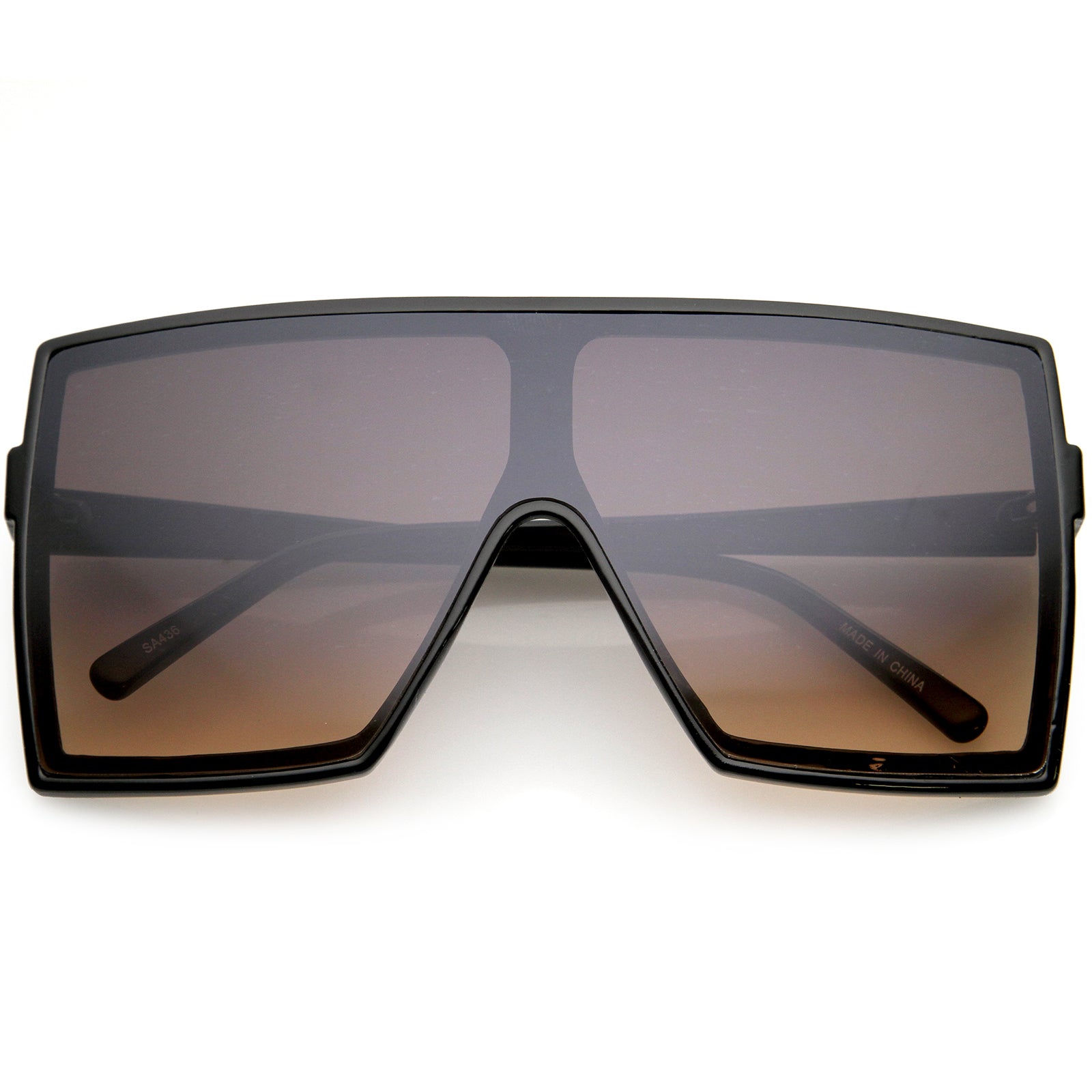 High Fashion Neutral Colored Lens Flat Top Square Sunglasses 72mm