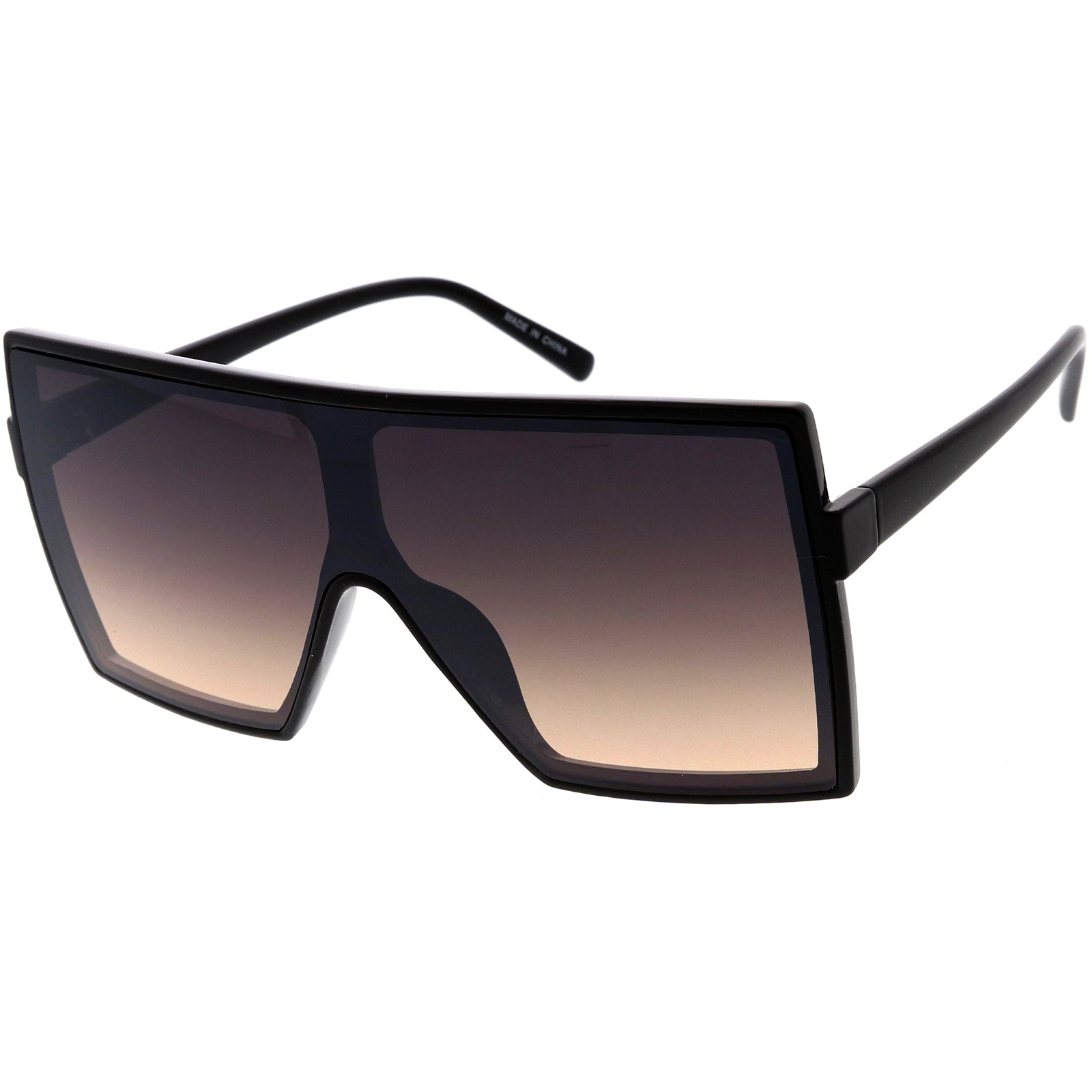 High Fashion Neutral Colored Lens Flat Top Square Sunglasses 72mm