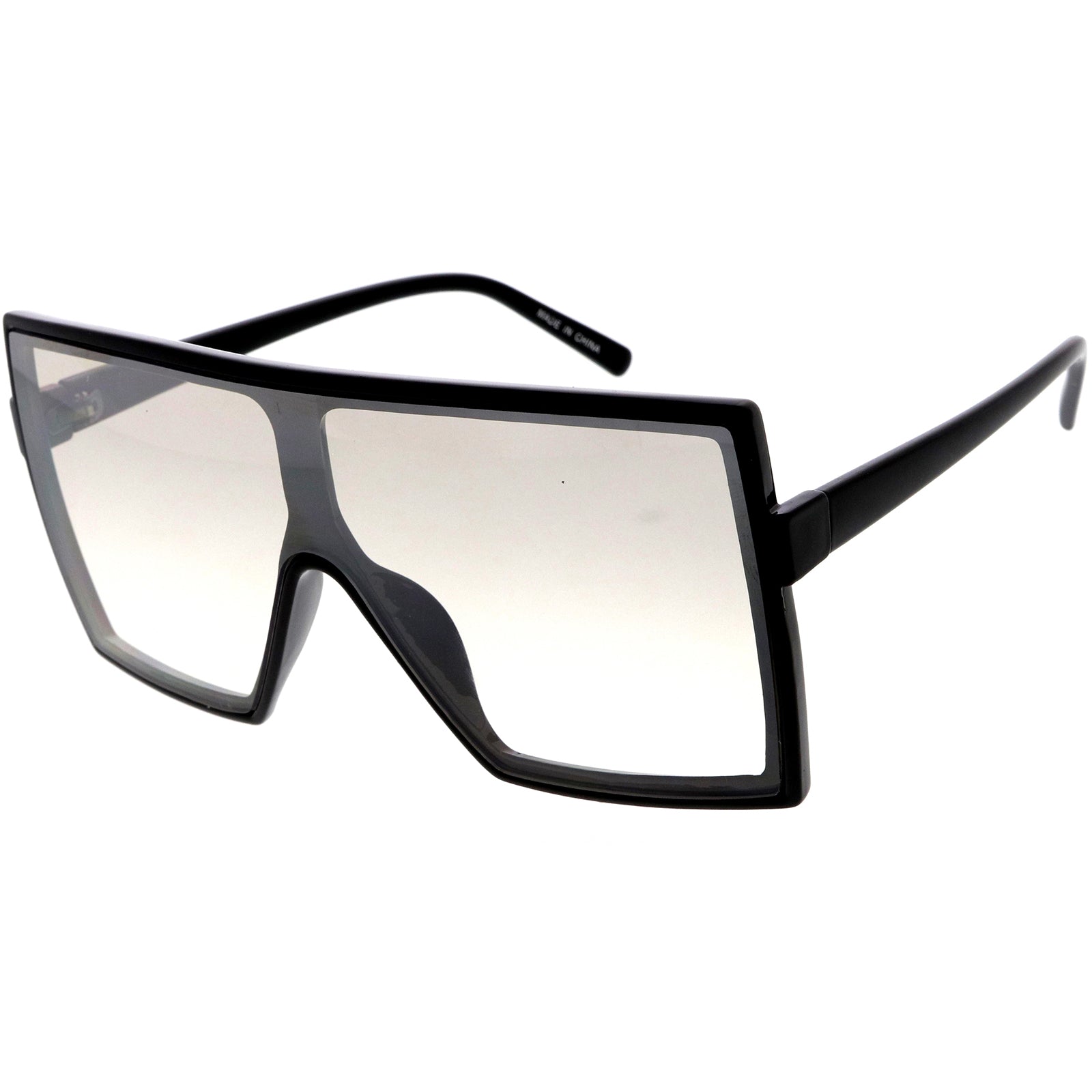 High Fashion Neutral Colored Lens Flat Top Square Sunglasses 72mm