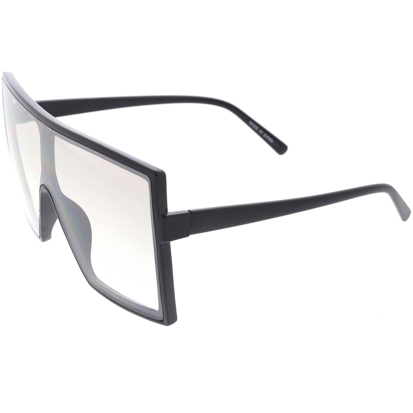 High Fashion Neutral Colored Lens Flat Top Square Sunglasses 72mm