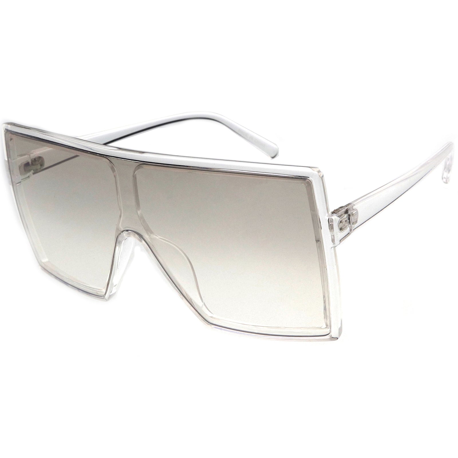 High Fashion Neutral Colored Lens Flat Top Square Sunglasses 72mm