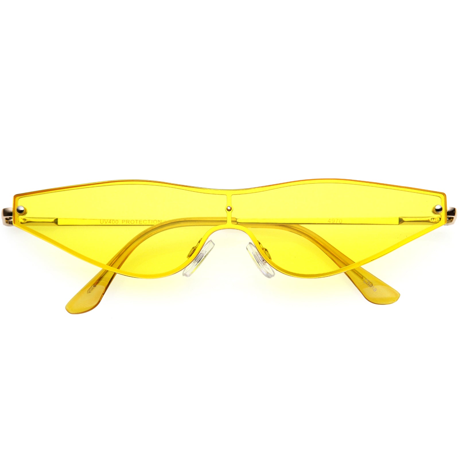 Micro Retro-Inspired Rimless Metal Cat Eye Shield Sunglasses 71mm