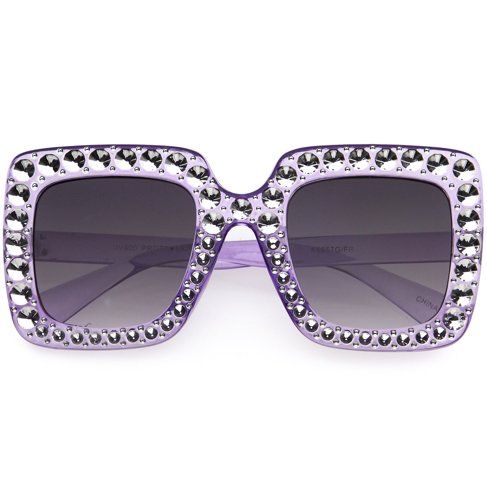 Kids Faux Rhinestones Glamor Square Oversized Sunglasses 40mm