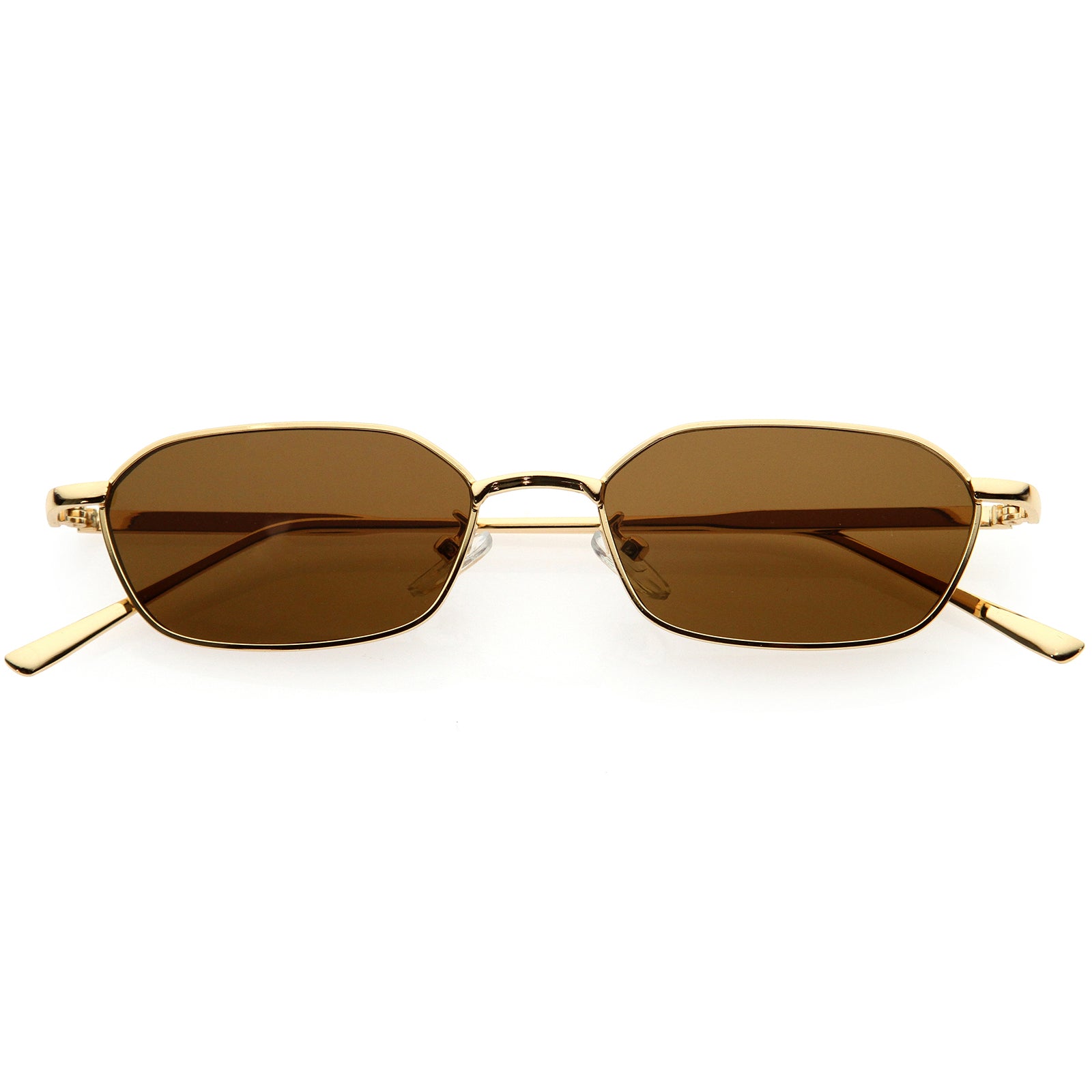 Sleek Polygon Metal Geometric Oval Sunglasses 52mm