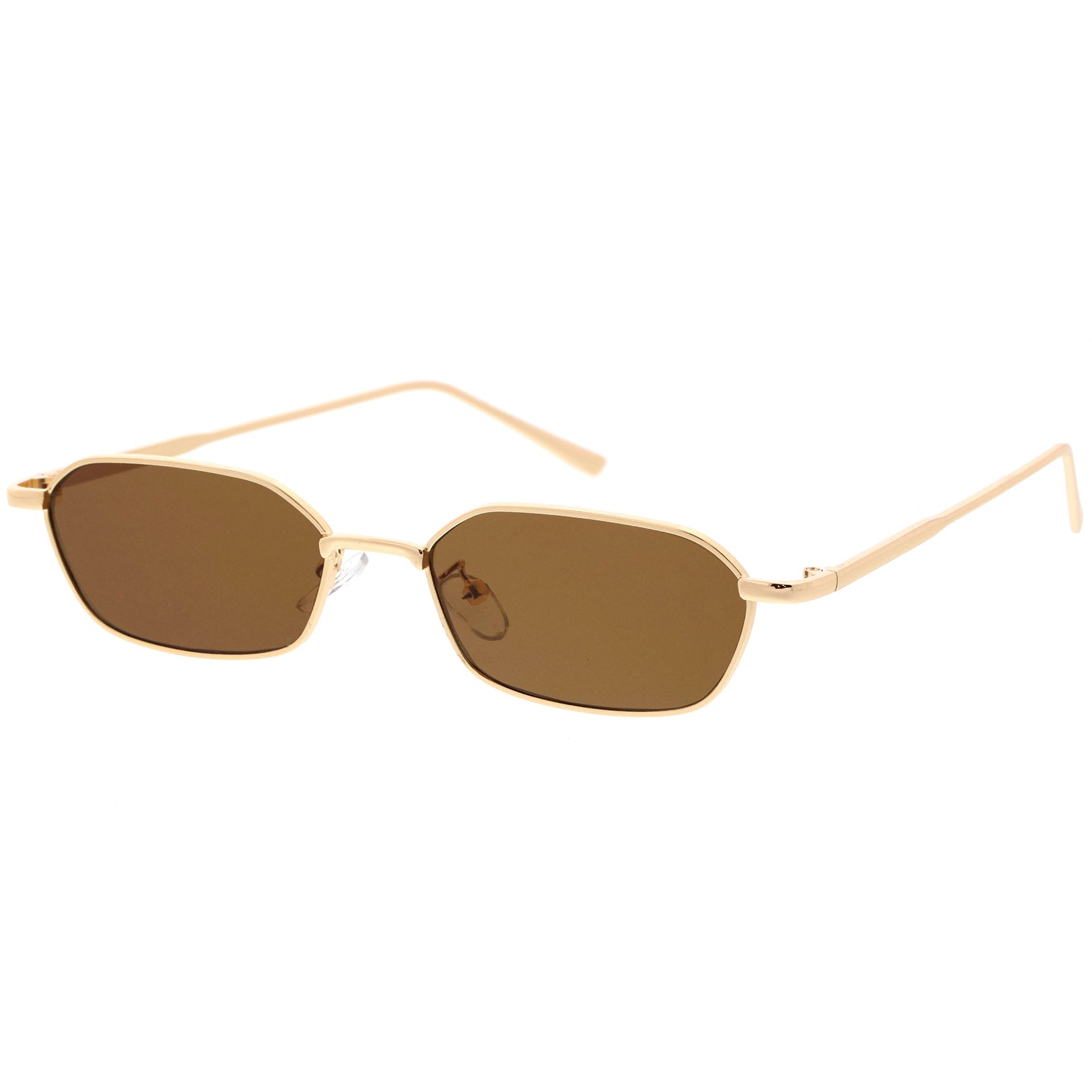 Sleek Polygon Metal Geometric Oval Sunglasses 52mm