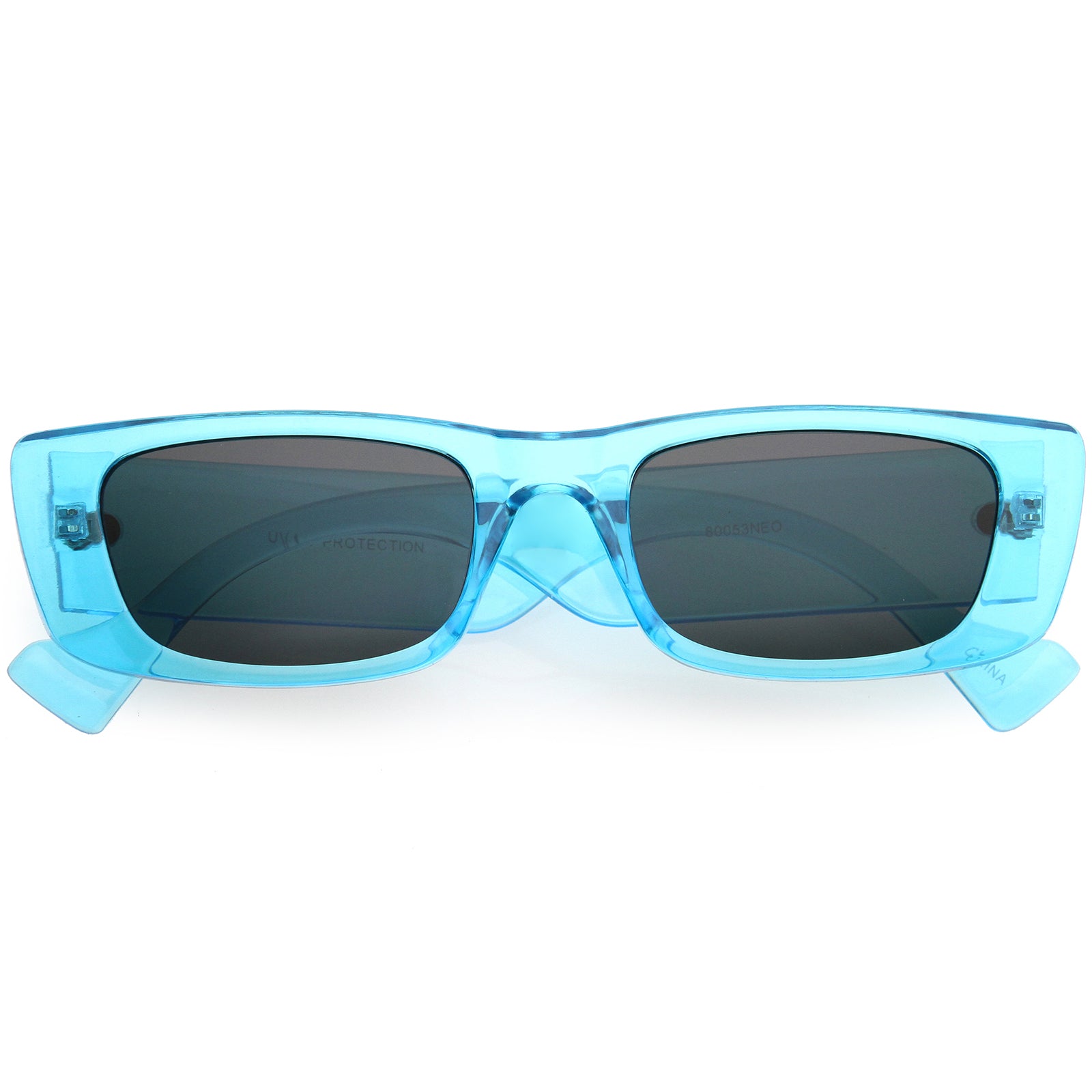 Retro Wide Square Flat Lens Chunky Neon Rectangle Sunglasses 52mm