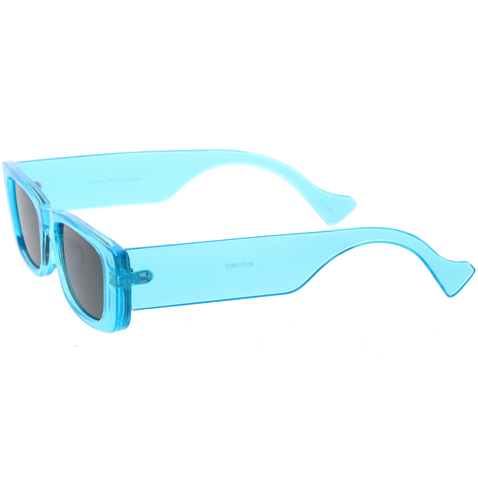 Retro Wide Square Flat Lens Chunky Neon Rectangle Sunglasses 52mm