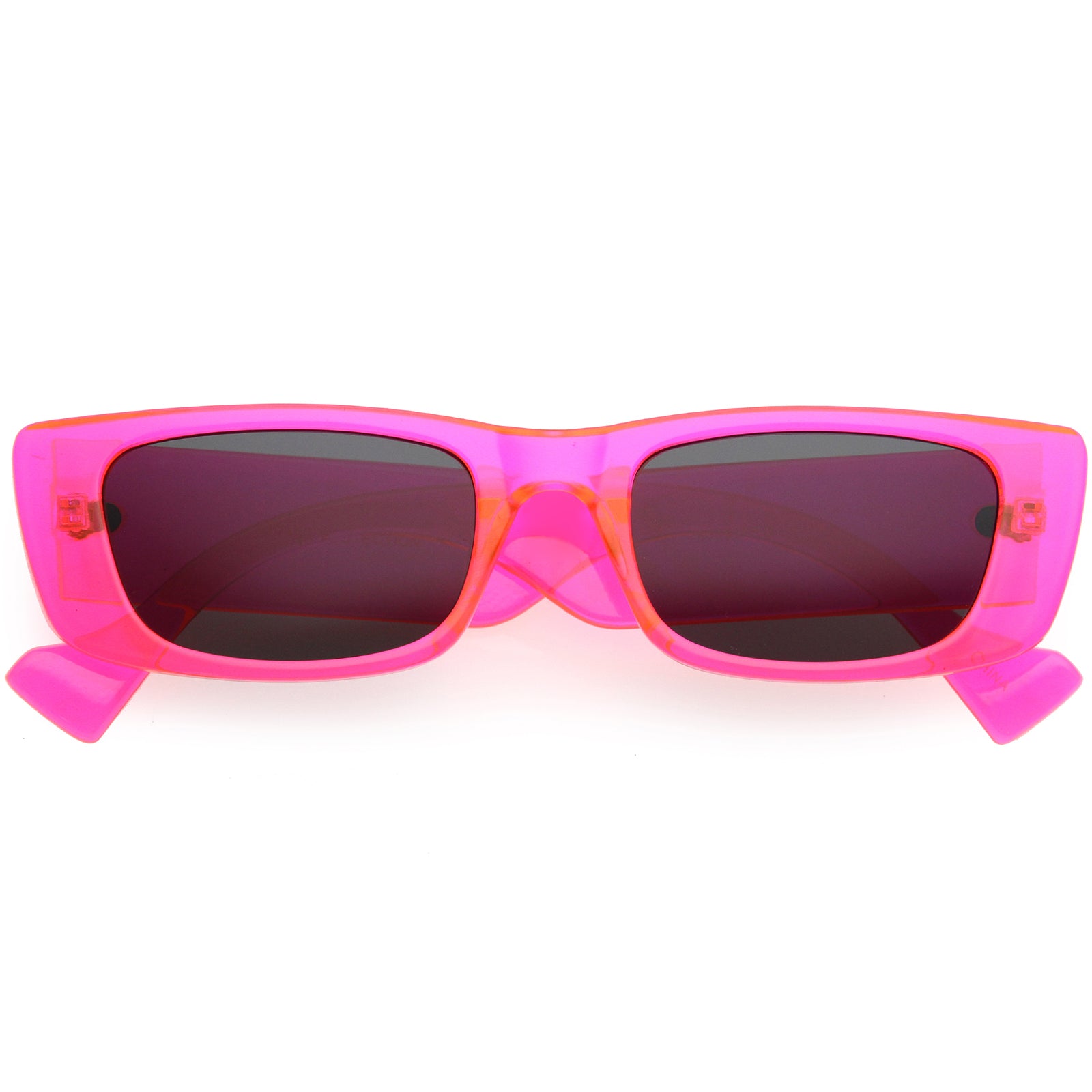 Retro Wide Square Flat Lens Chunky Neon Rectangle Sunglasses 52mm