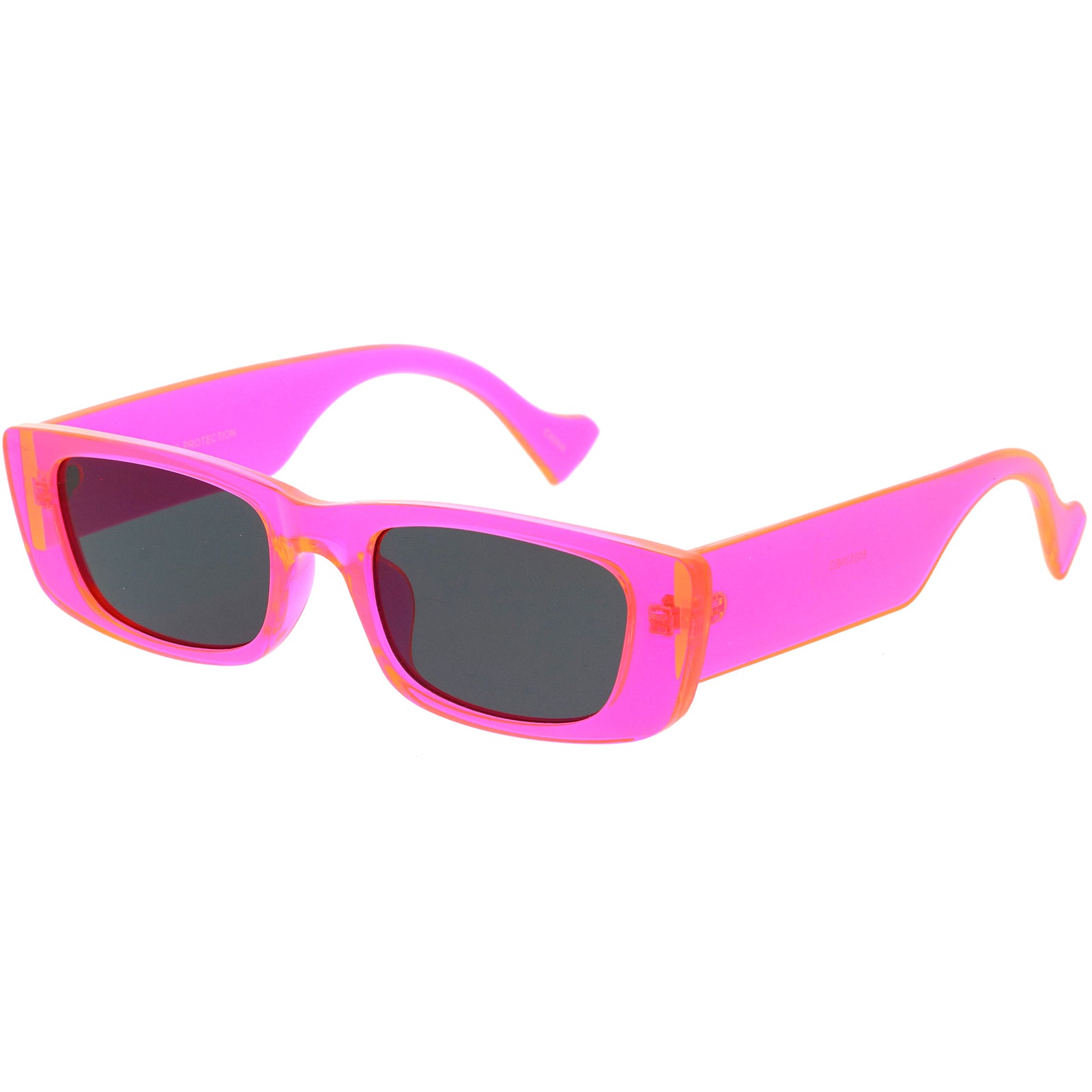 Retro Wide Square Flat Lens Chunky Neon Rectangle Sunglasses 52mm