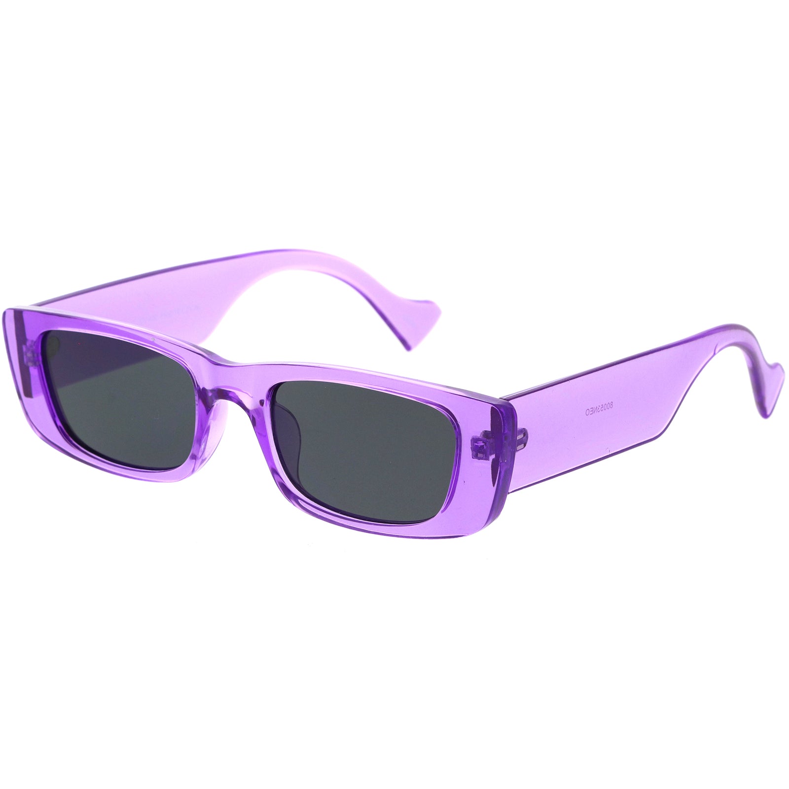 Retro Wide Square Flat Lens Chunky Neon Rectangle Sunglasses 52mm