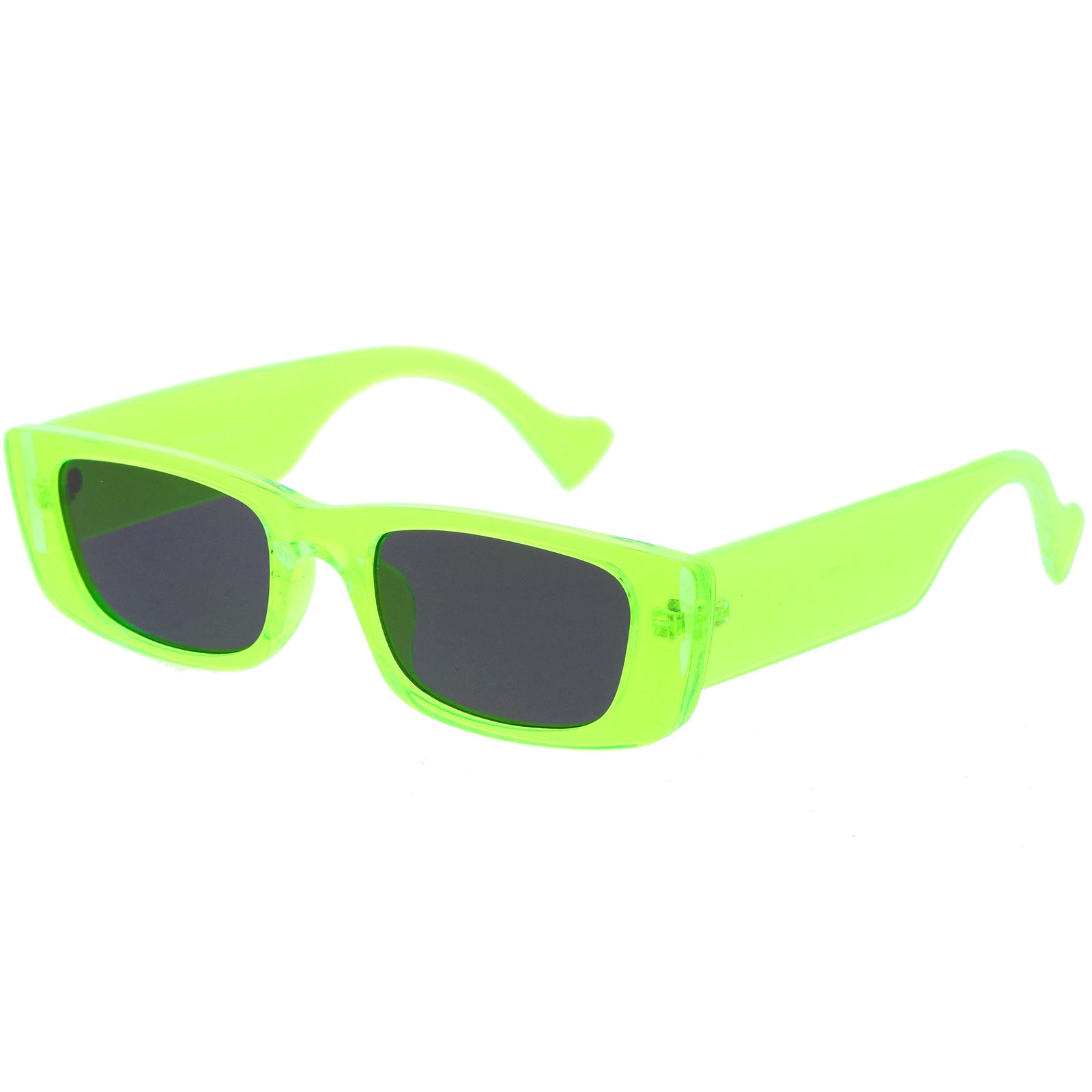 Retro Wide Square Flat Lens Chunky Neon Rectangle Sunglasses 52mm