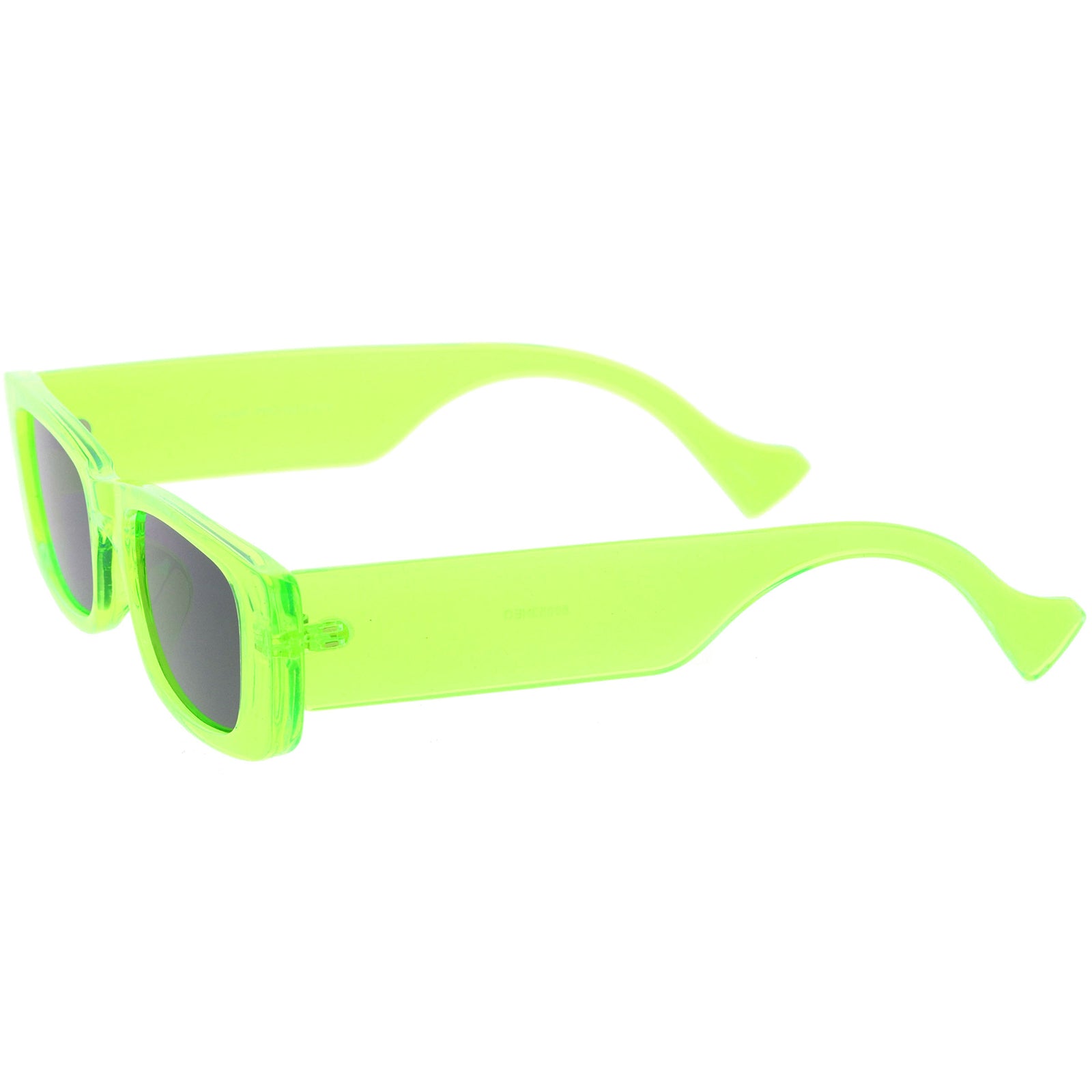 Retro Wide Square Flat Lens Chunky Neon Rectangle Sunglasses 52mm