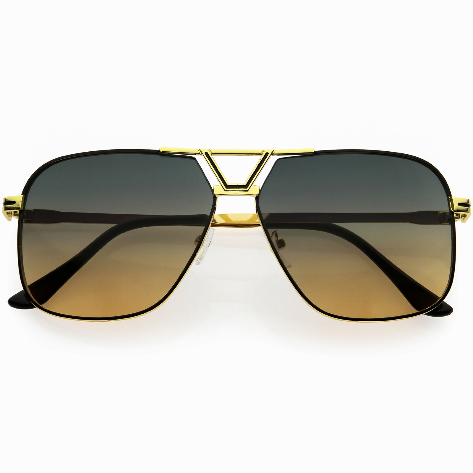 Sleek Oversized Two-Tone Square Shield Sunglasses 74mm