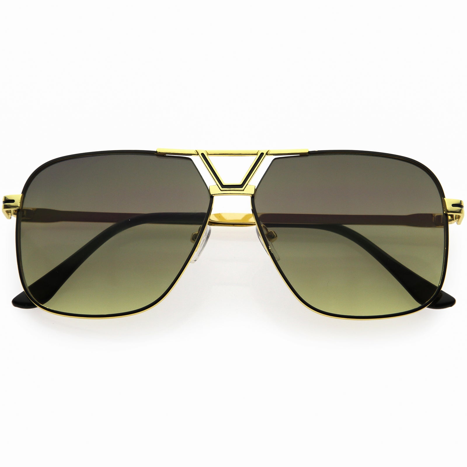 Sleek Oversized Two-Tone Square Shield Sunglasses 74mm