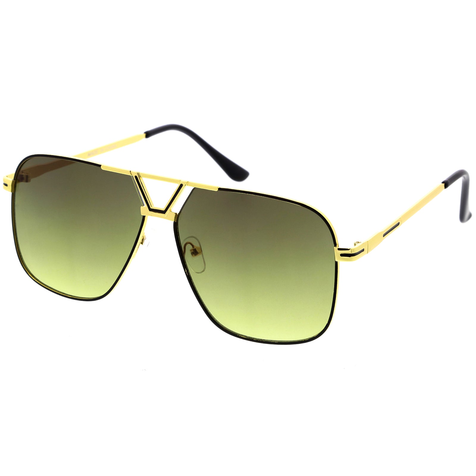 Sleek Oversized Two-Tone Square Shield Sunglasses 74mm