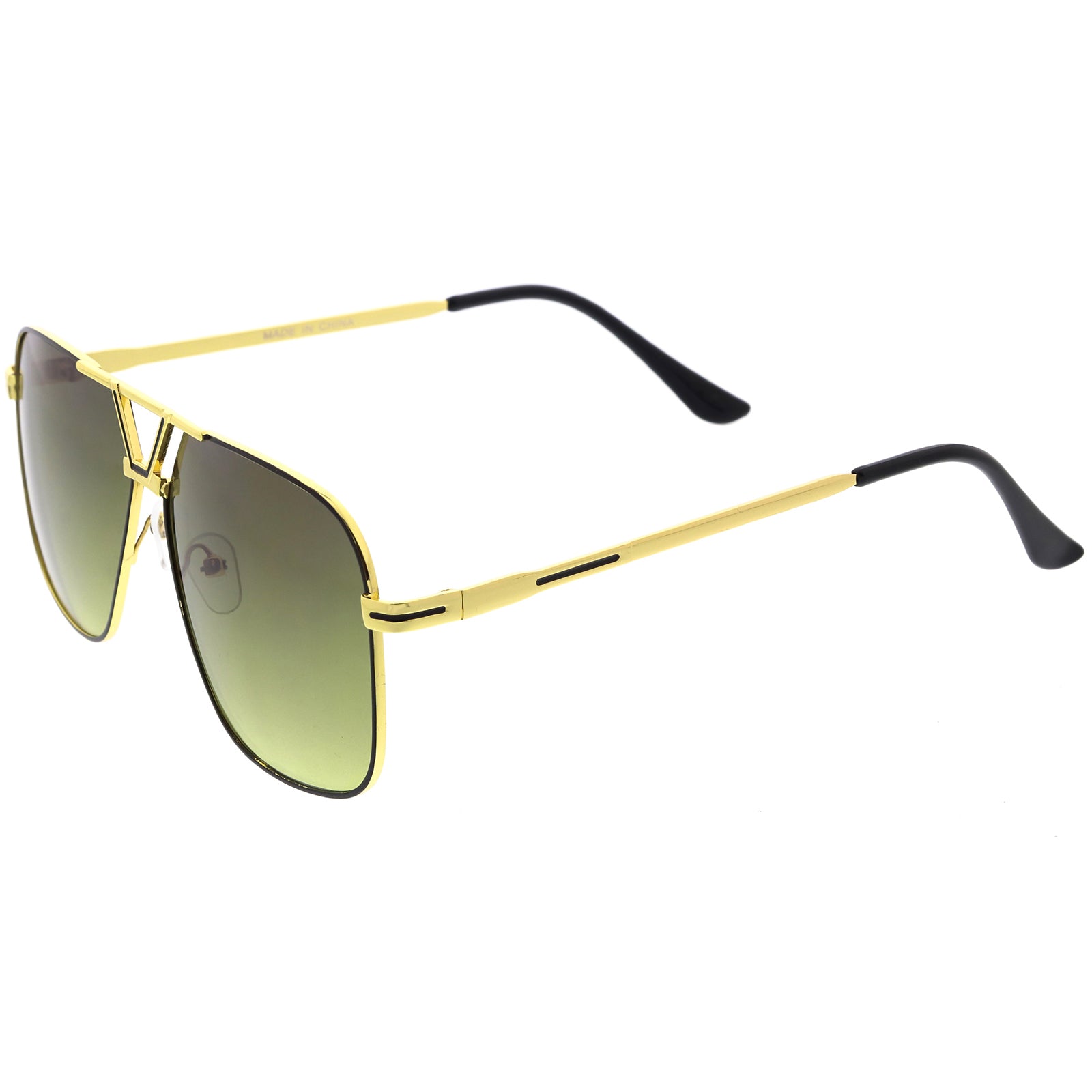 Sleek Oversized Two-Tone Square Shield Sunglasses 74mm