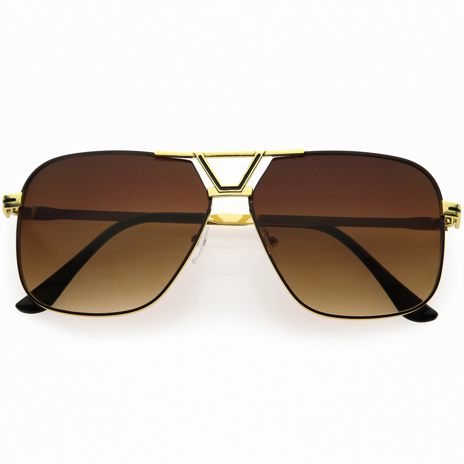 Sleek Oversized Two-Tone Square Shield Sunglasses 74mm