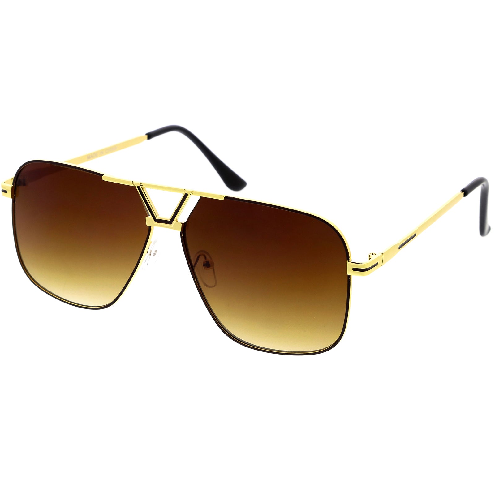 Sleek Oversized Two-Tone Square Shield Sunglasses 74mm