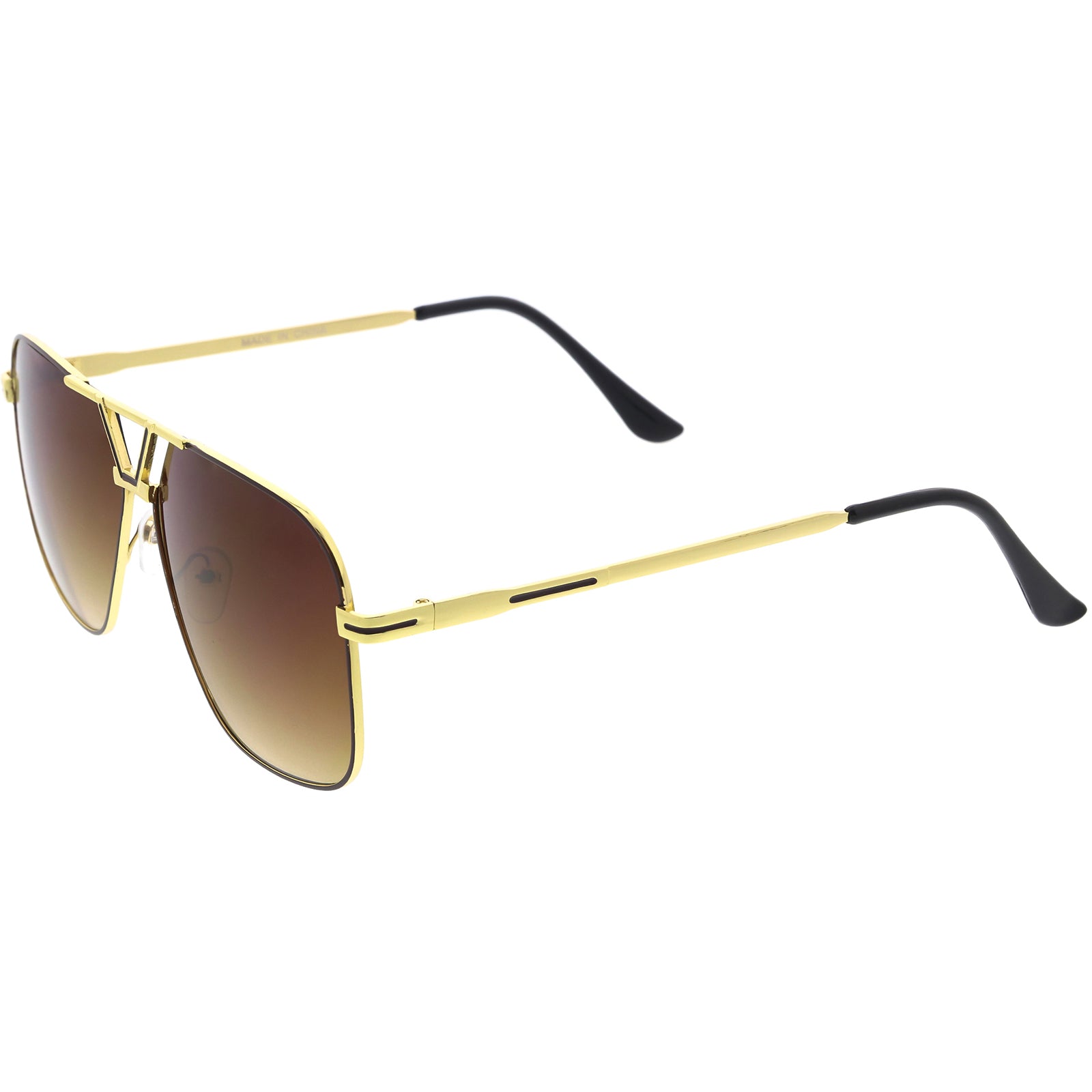 Sleek Oversized Two-Tone Square Shield Sunglasses 74mm