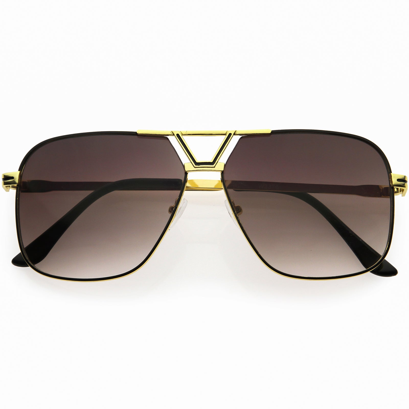 Sleek Oversized Two-Tone Square Shield Sunglasses 74mm