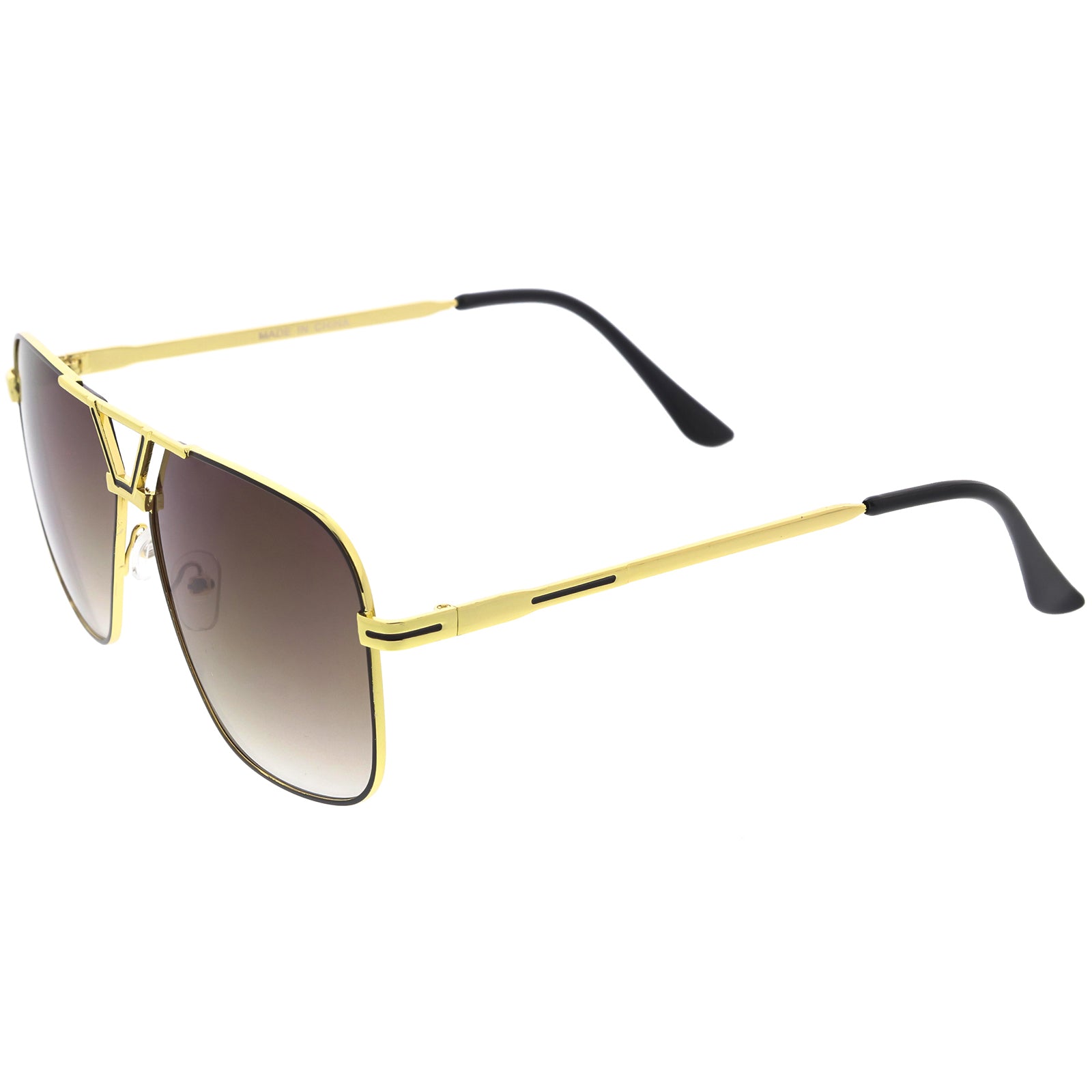 Sleek Oversized Two-Tone Square Shield Sunglasses 74mm