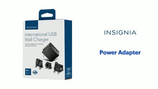 Insignia? - 30W Foldable 3 USB Port Wall Charger with EU/UK/AU rechangeable plugs - Black