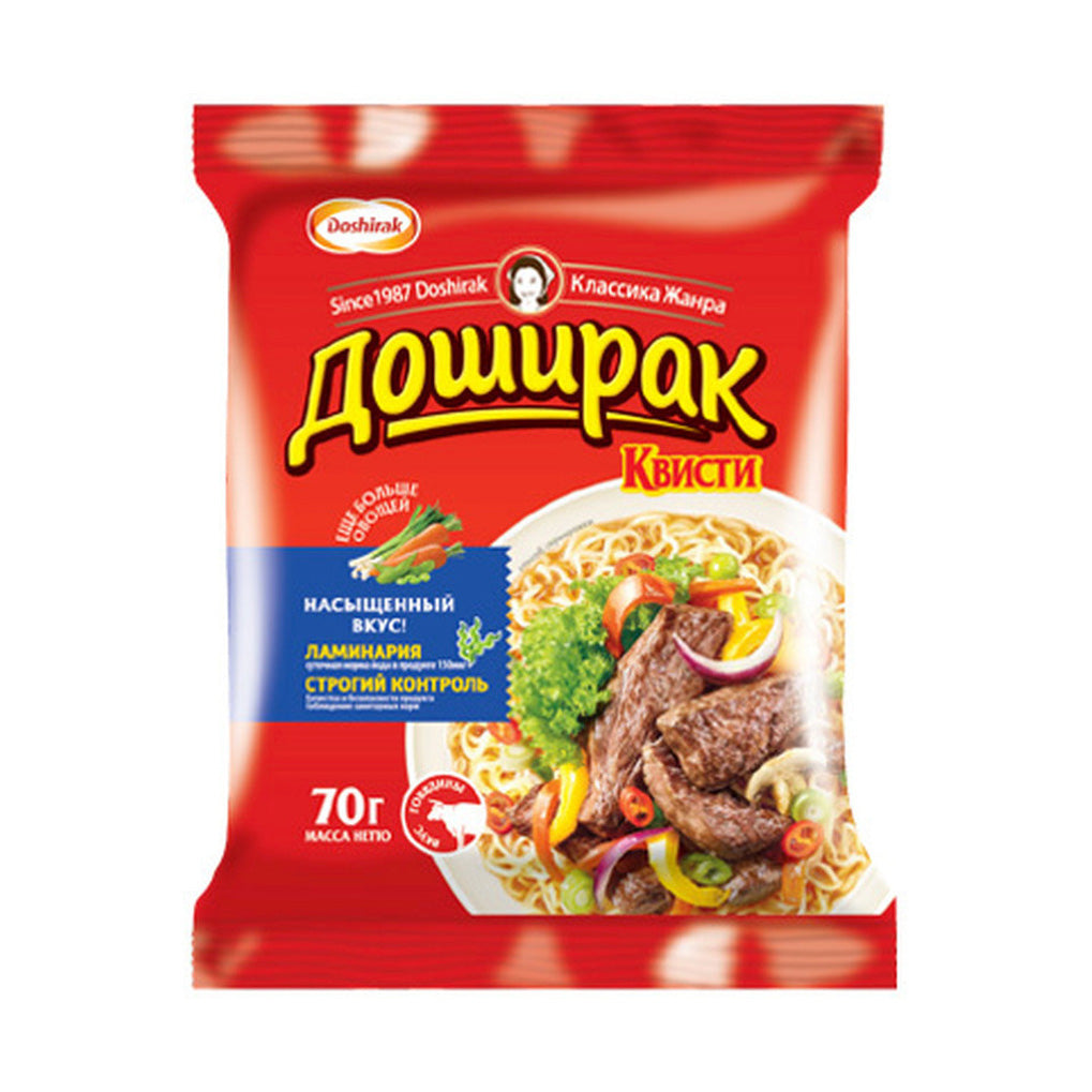 DOSHIRAK Beef Hot/Spicy Noodle Soup, 70g
