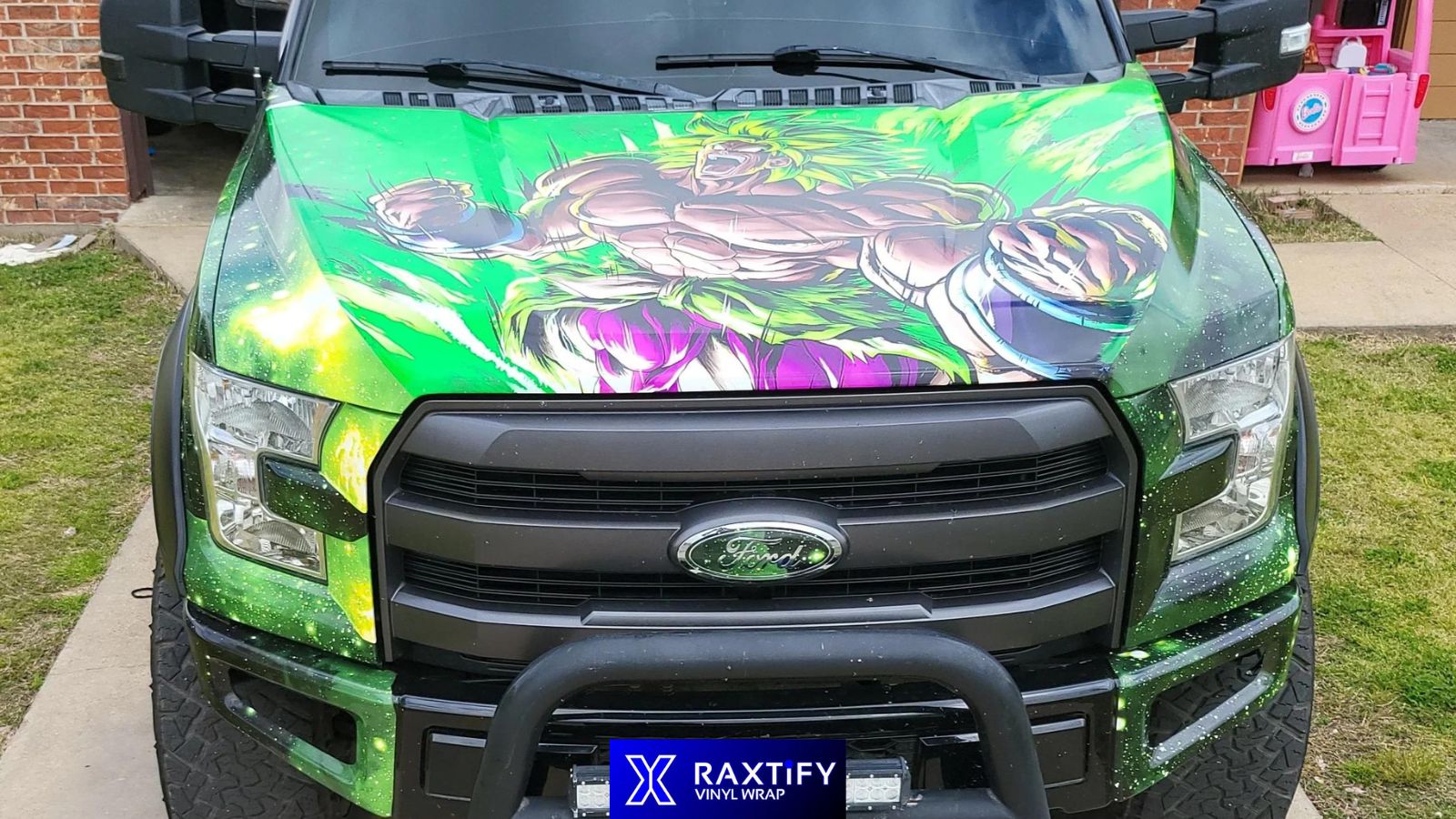 Bold and Graphic Truck Hood Wrap