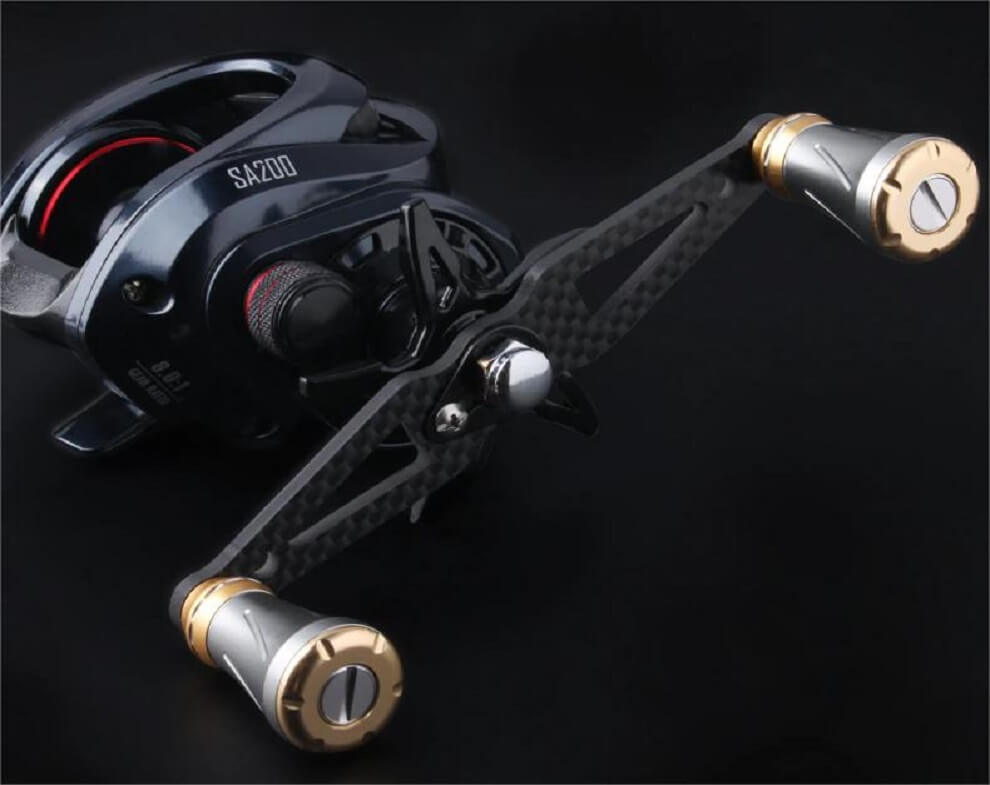 Fishing Reel Handle, Carbon Fiber Frame Fishing Reel Handle Knobs  Baitcaster Handle for Daiwa/Abu 95mm(Black + Red) Baitcaster Handle Carbon  Fiber