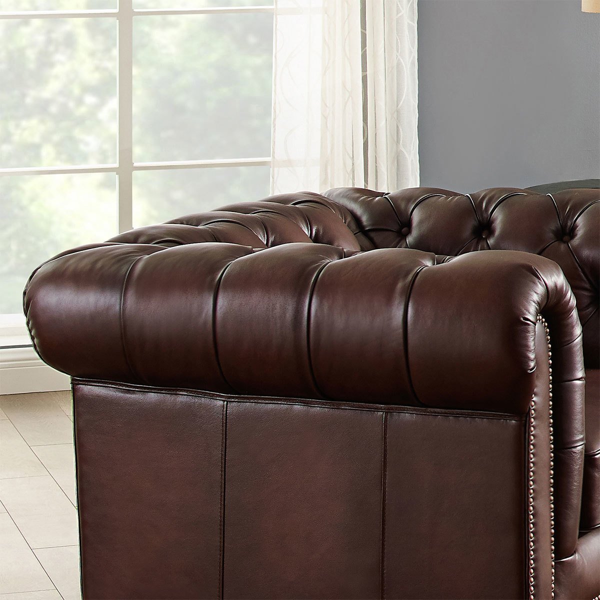 Allington Brown Leather Chesterfield Armchair