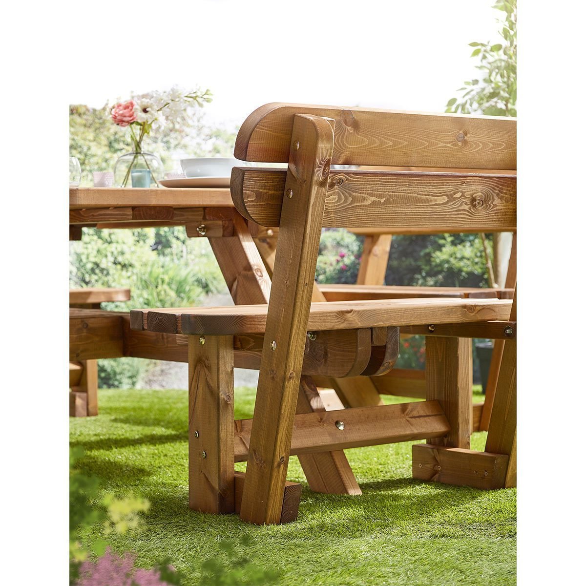 Anchor Fast 8 Seater Pine Wood Picnic Bench