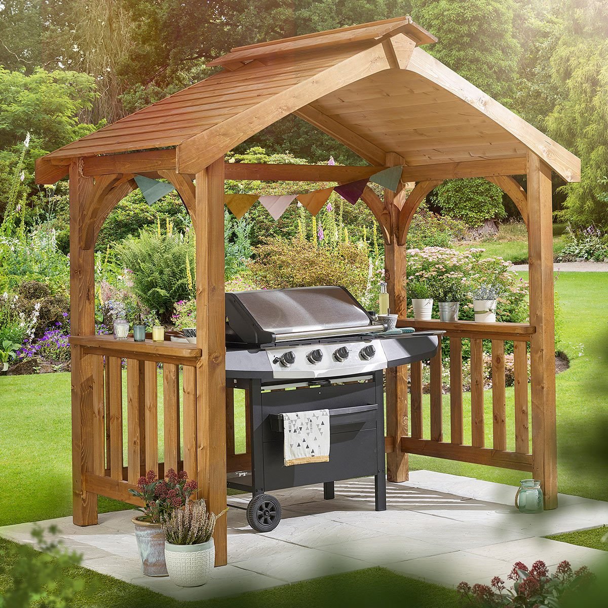 Anchor Fast Pine Wood BBQ Grilling Pavilion
