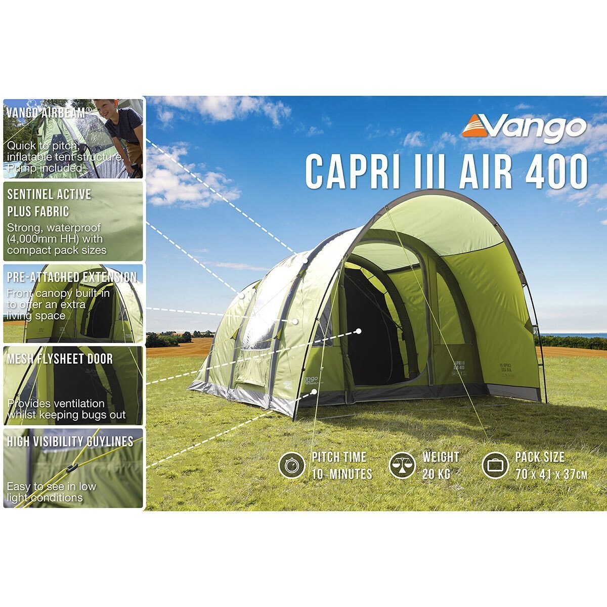 Vango Capri III 400 AirBeam? 4 Person Family Tent