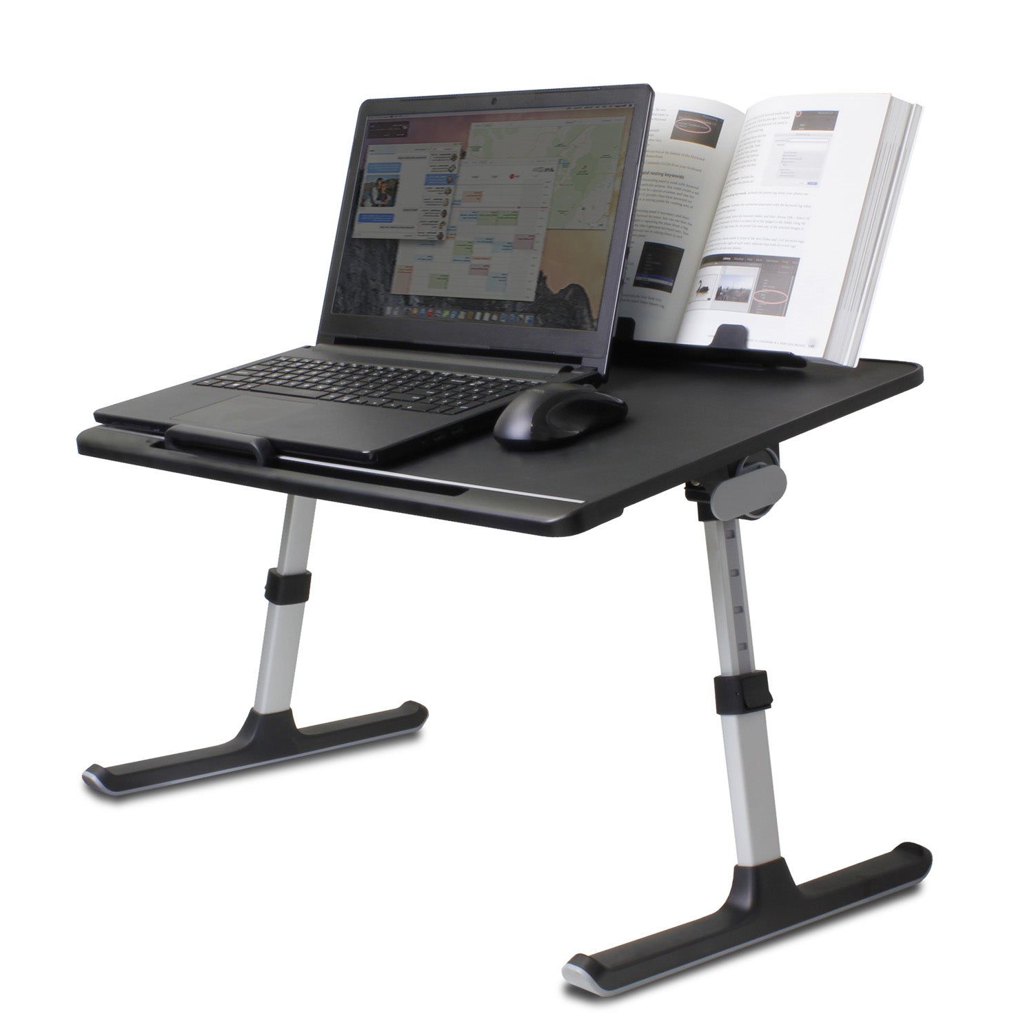 Adjustable non-slip Laptop Stand/Table with Drawer and Book Holder