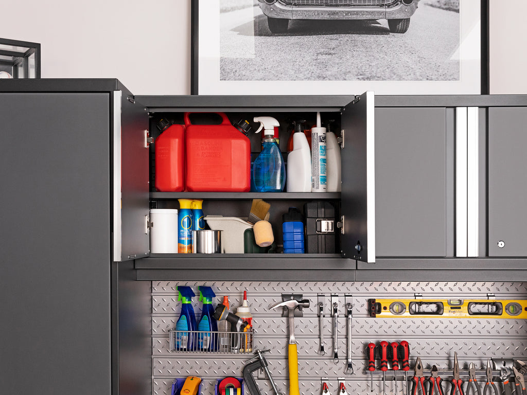 NewAge Pro Series 14 Piece Cabinet Set with Lockers, Base, Wall, Tool Drawer, Multi-Function Cabinets and 56 in. Worktop