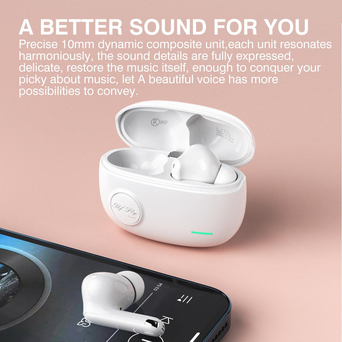 iKF Fly Active Noise Cancelling Bluetooth Wireless Earphone Power Bass Stereo Sound with Microphone Gaming Mode 25 hours Play Time for online class