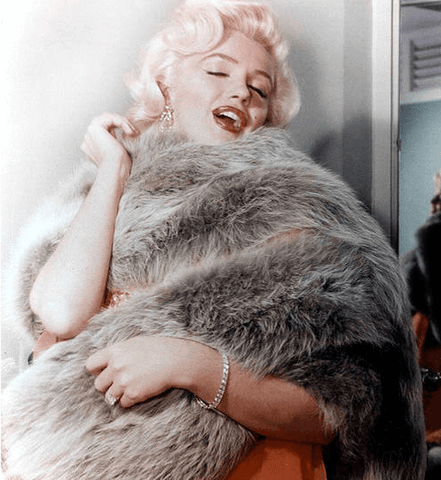 Marilyn Monroe wears an elegant fur shawl