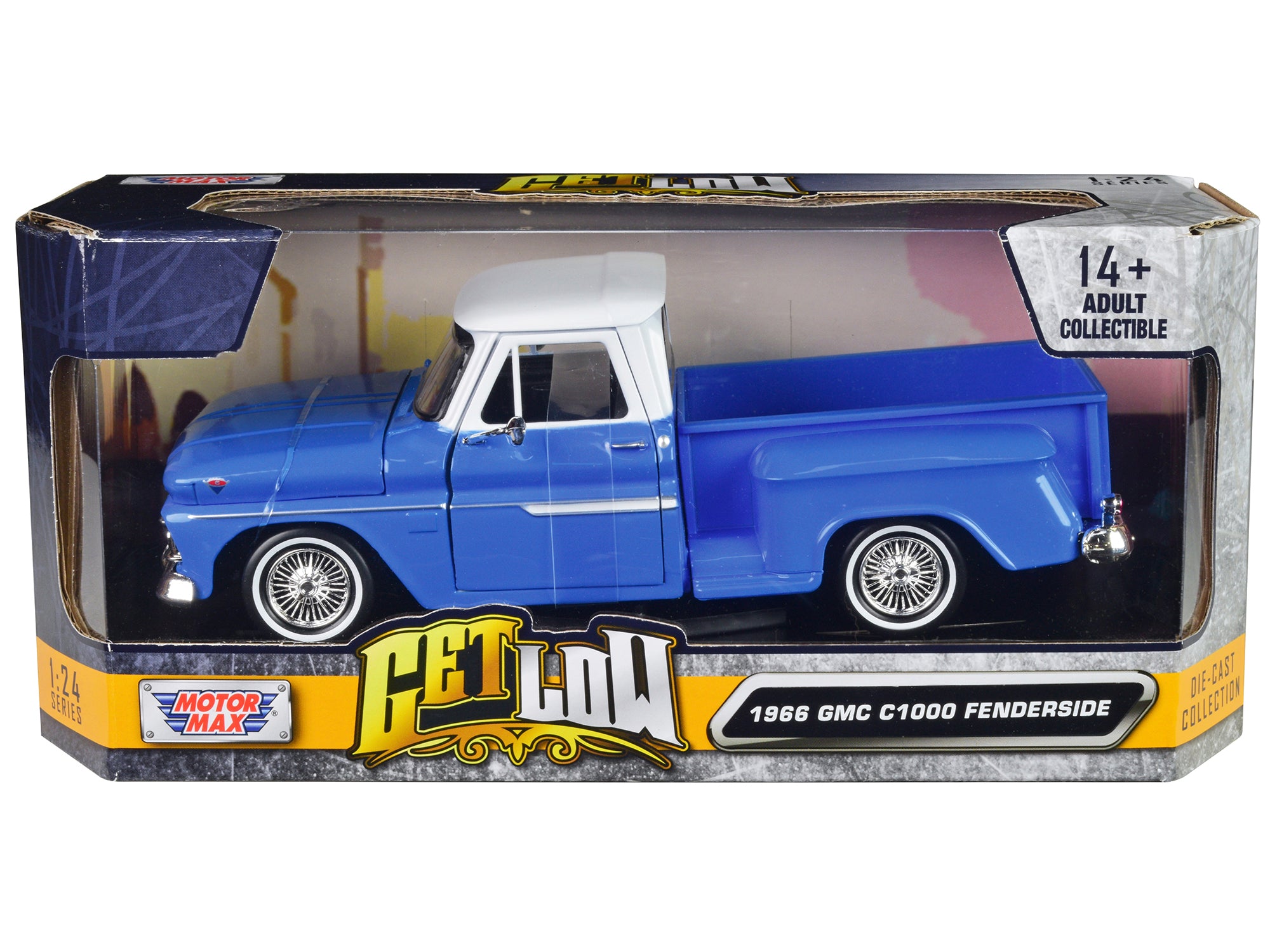 1966 GMC C1000 Fenderside Pickup Truck Lowrider Blue with White Top 