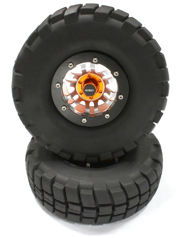 Billet Machined 6D Spoke 1.9 Size Wheel & Tire (2) for Scale Crawler (OD=106mm) C25410ORANGE